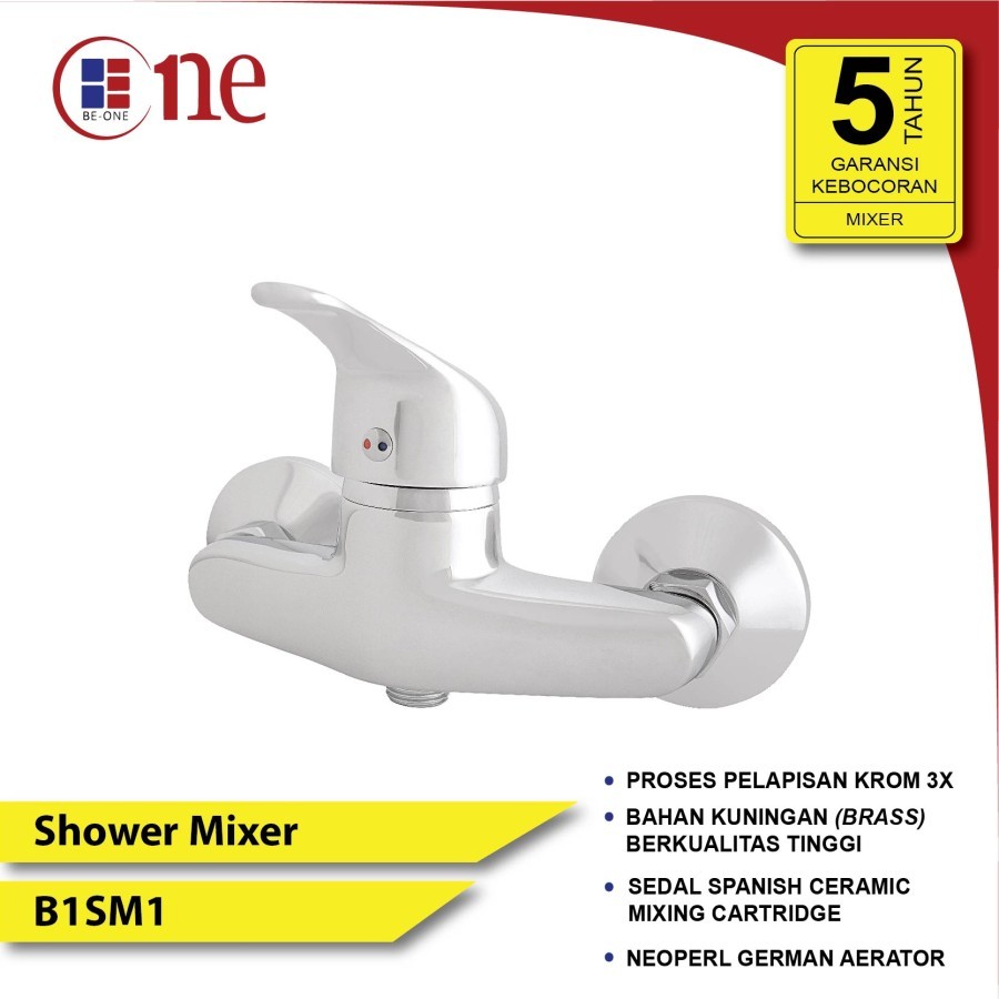 Keran shower mixer panas dingin kuningan berlapis krom BE-ONE B1SM1 kran air