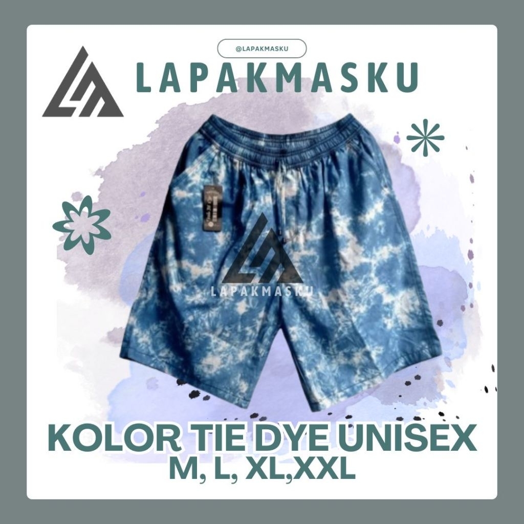 CELANA PENDEK UNISEX TIE DYE CELANA KOLOR PRIA WANITA