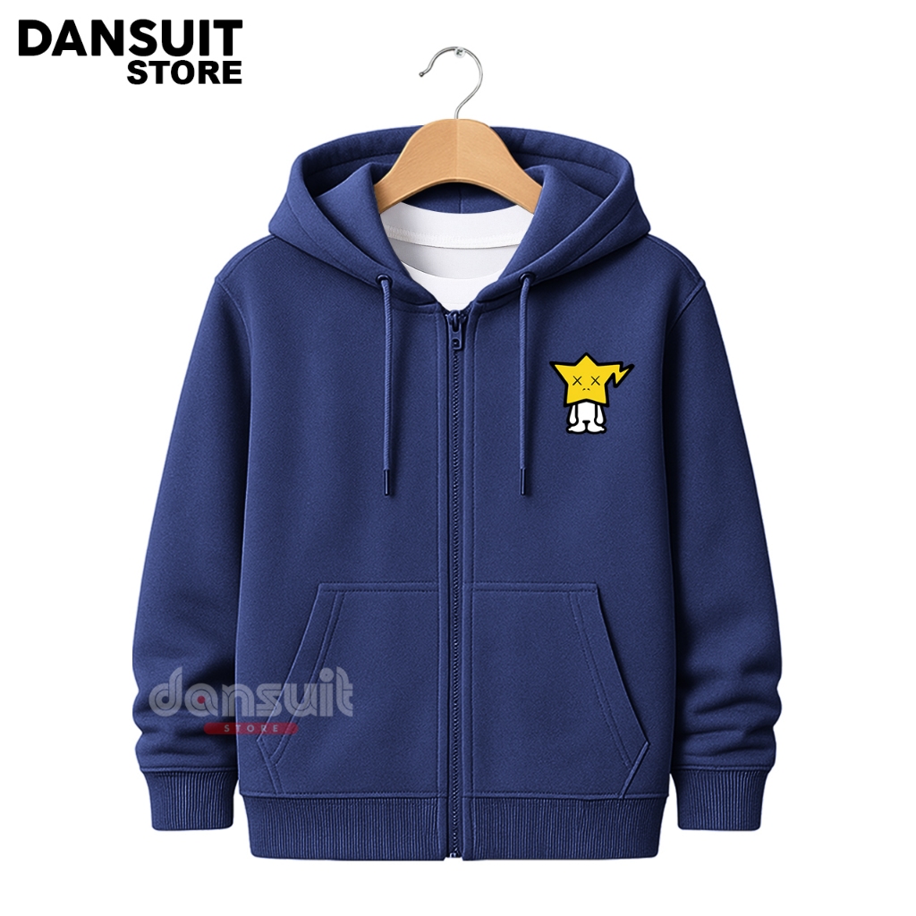 Jaket Hoodie Zipper Anak Laki-laki/Perempuan Umur 4-14 Tahun Sablon Karakter BAPEX Bahan Fleece Teba