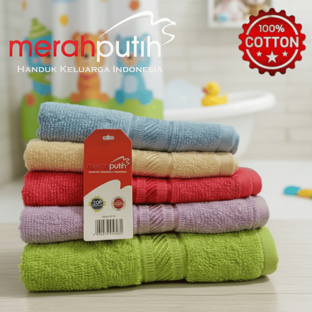 ORI/Asli merah putih UK 50x100cm/handuk mandi dewasa bahan katun