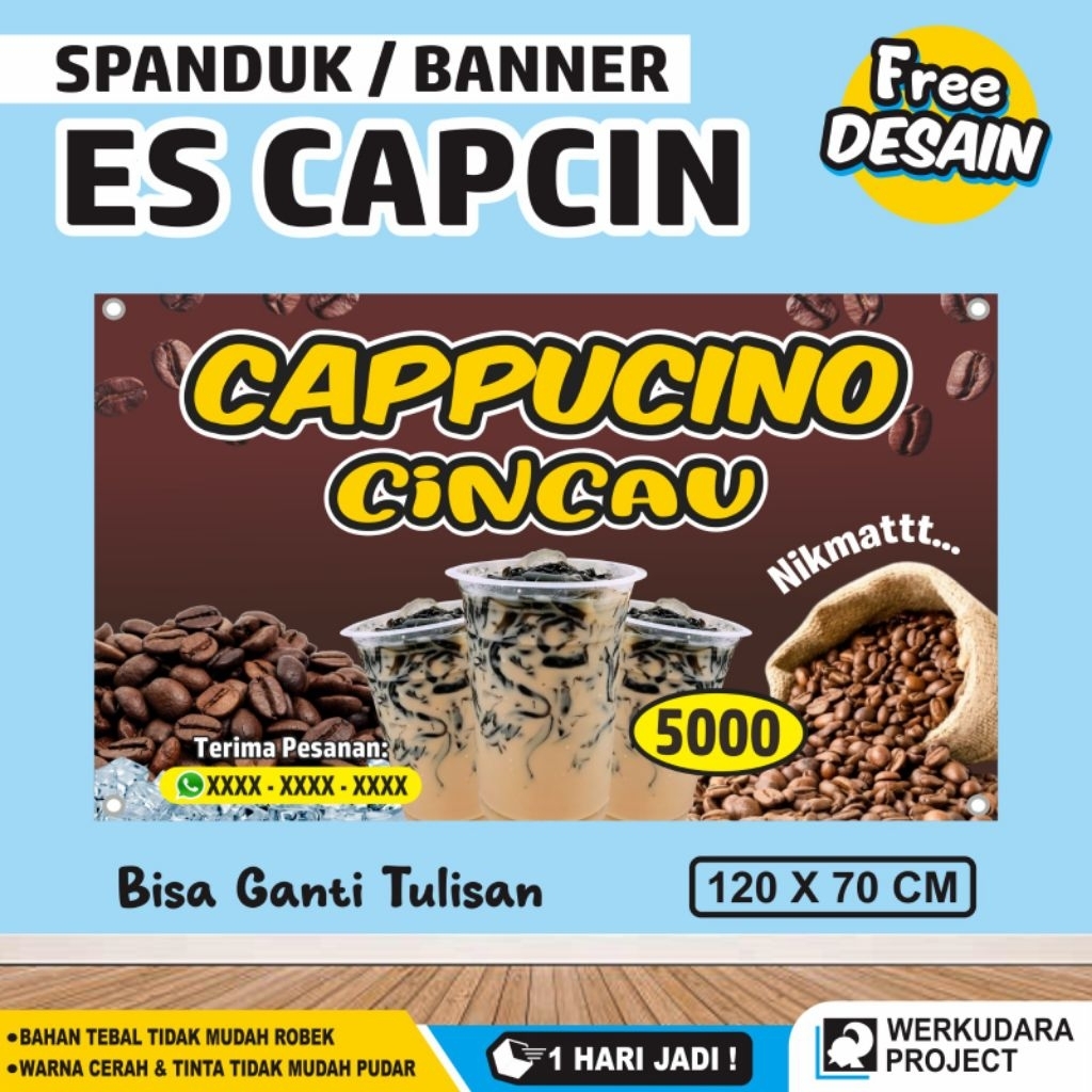 Spanduk Cappucino Cincau (Capcin) Ukuran 120 X 70 Cm / Banner Cappucino Cincau (Capcin) Ukuran 120 X