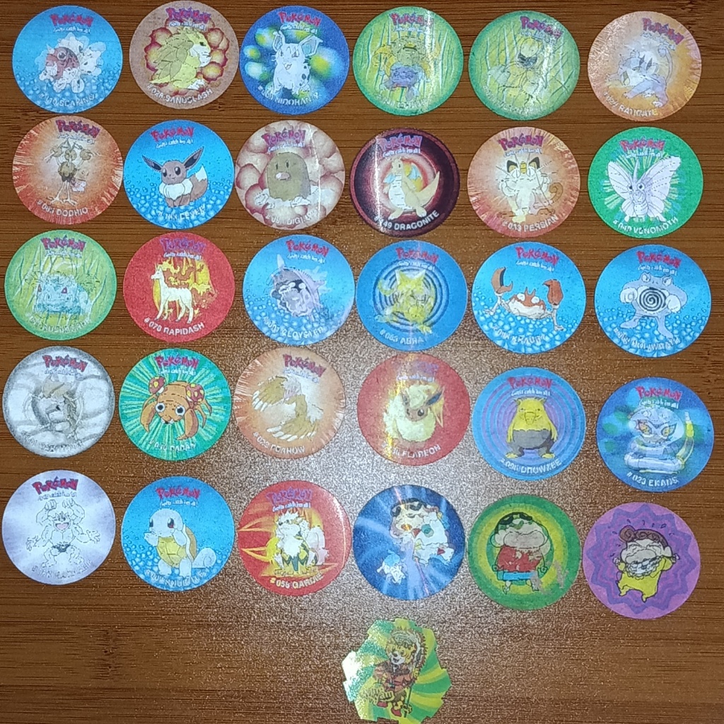 Tazos Pokemon 2d / Pentazo / 3d Holographic Smash Slam Spin Shinchan per pcs satuan