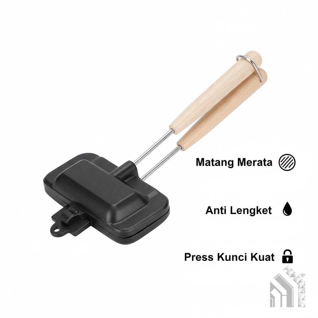 Cetakan pemanggang sandwich press anti lengket praktis anti karat