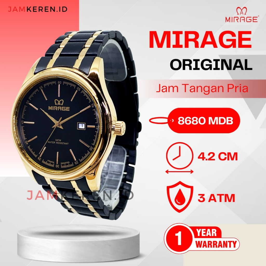 Mirage - Jam Tangan Mirage Pria - Jam Tangan Anti Air - Jam Tangan Mirage 8680 MD Original 100%