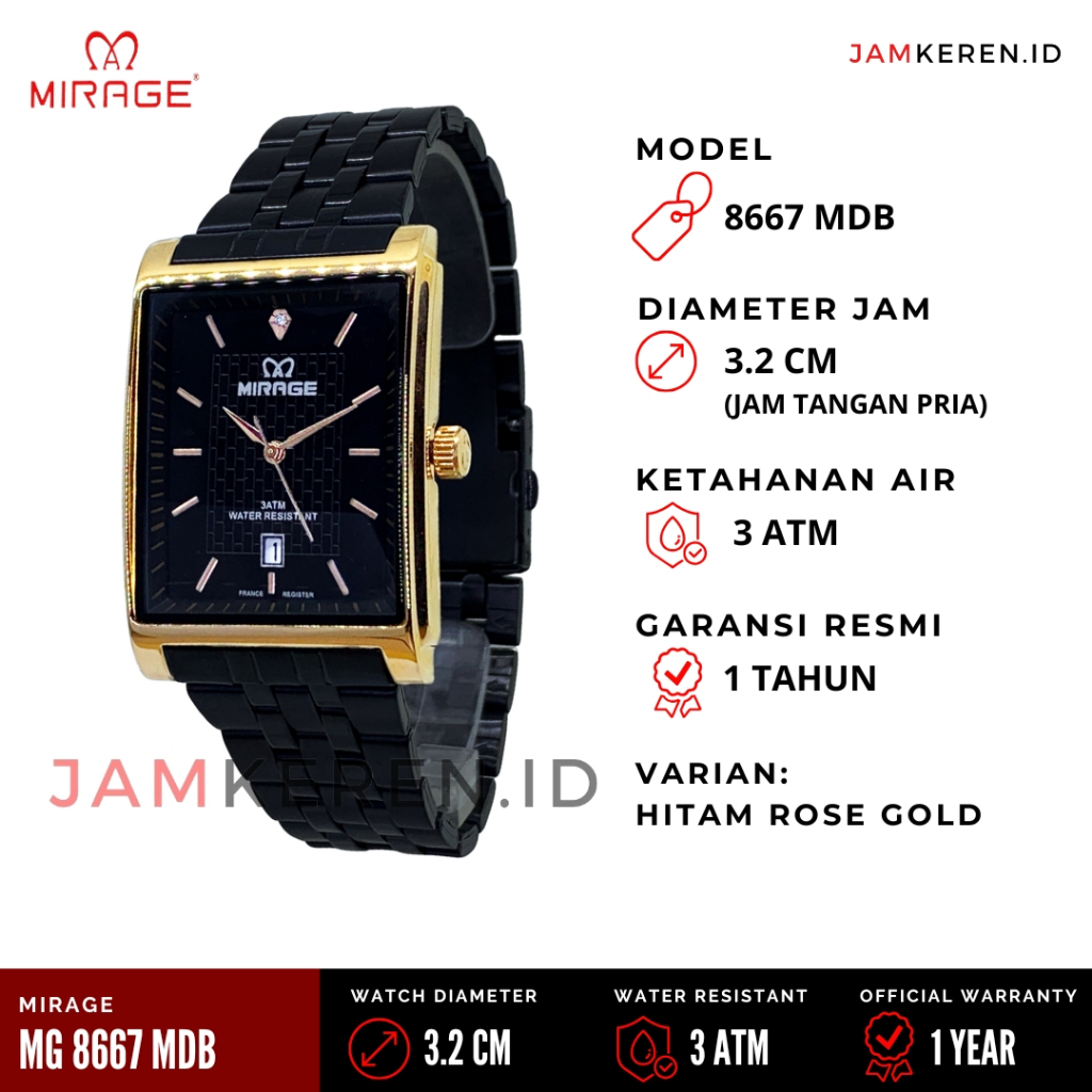 Mirage - Jam Tangan Pria - Jam Tangan Pria Anti Air - Jam Mirage 8667 M Original 100% Garansi Resmi
