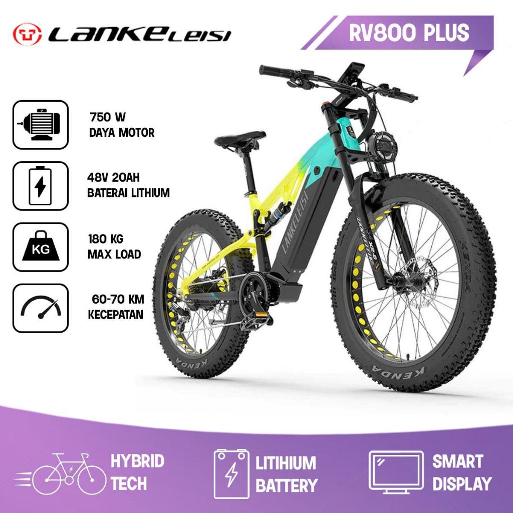 Sepeda Listrik Lankeleisi RV800 Plus Fat Bike Tire LCD 48V 20Ah Ban Besar Sepeda Hybrid