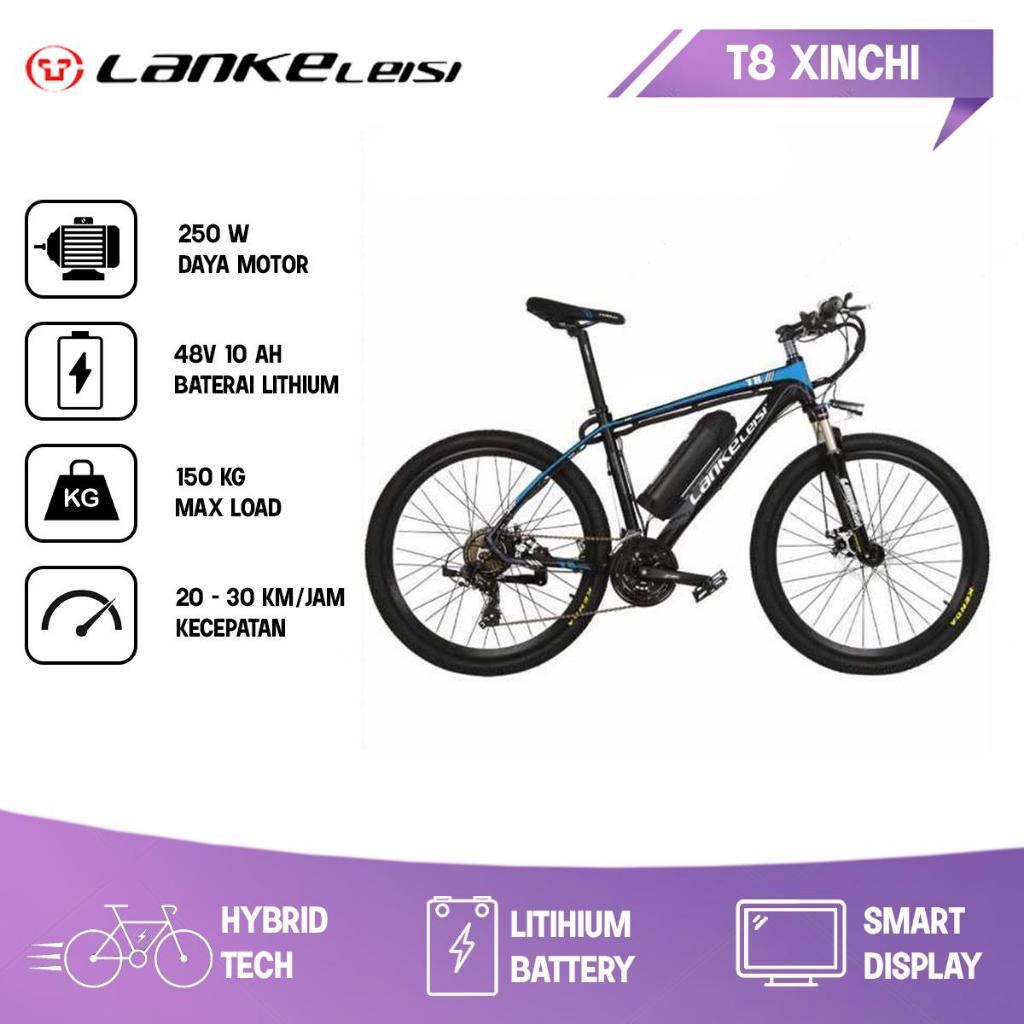 Sepeda MTB Gunung Listrik Smart Moped Elektric Bike Lankeleisi T8 Teknologi Hybrid