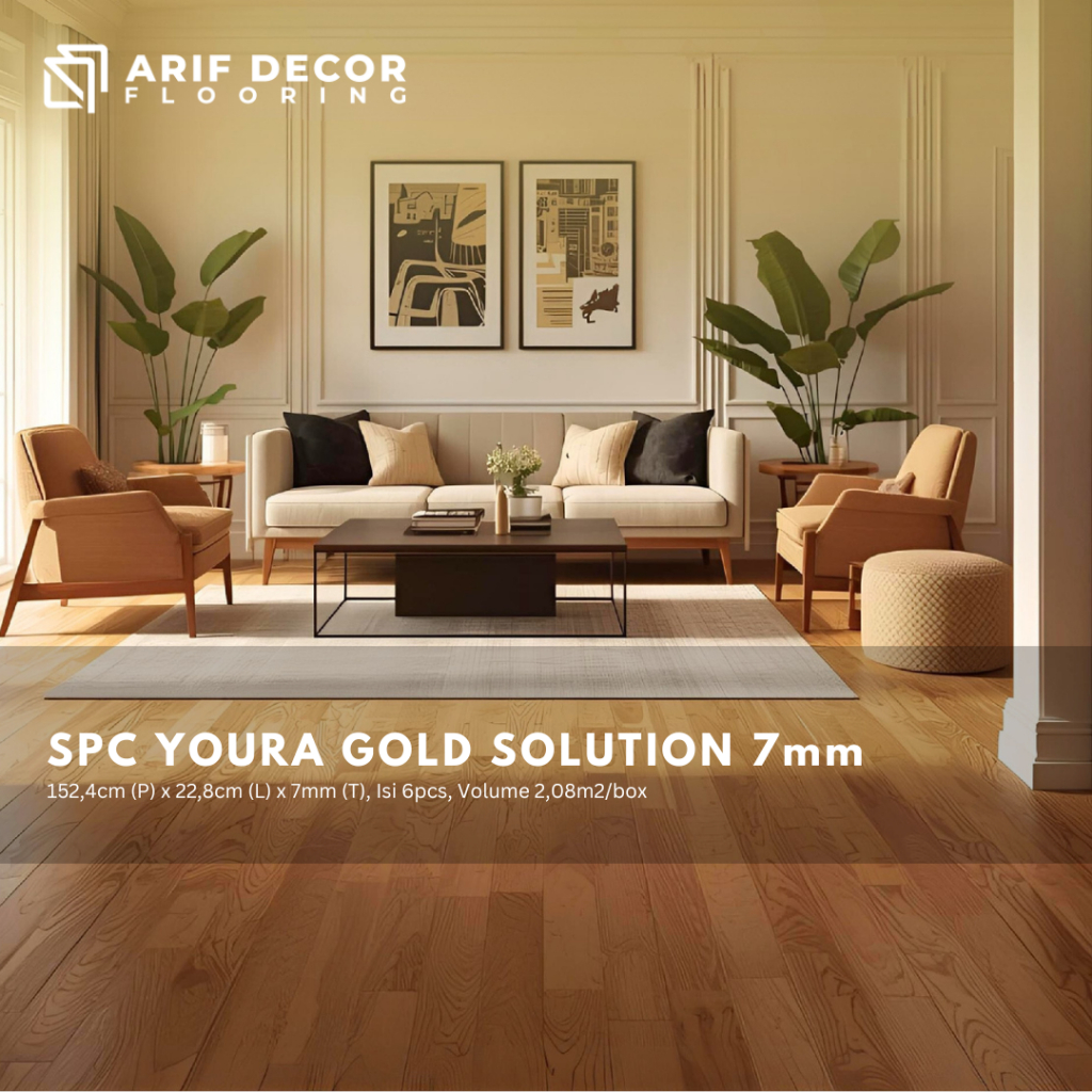 Lantai SPC Youra tebal 7mm Motif Wood - SPC Youra Gold Solution - SPC Tebal 7mm