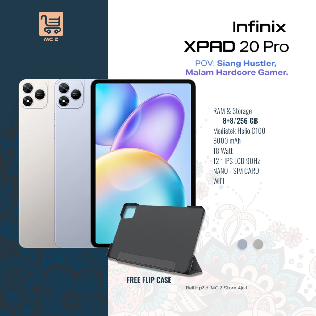 Official Infinix XPAD 20 Pro 8/256GB - Mediatek G100 Ultimate - 12" 2K 90Hz - 8000 mAh - 4G LTE