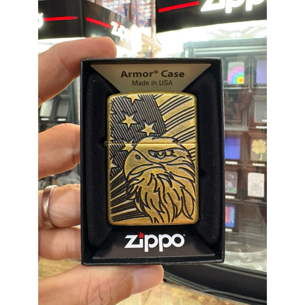 Zippo 46862 Eagle And Flag Design ~ Original 100% Made In USA
