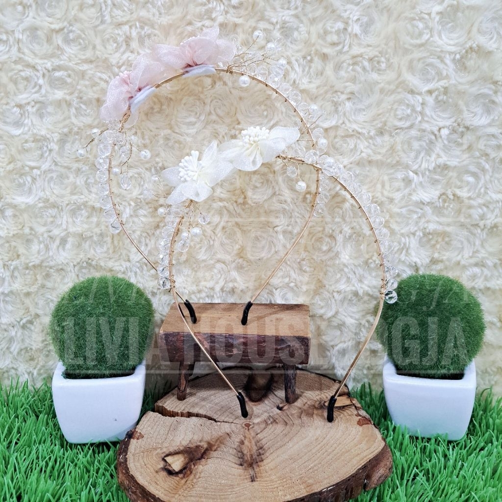 Bando Mutiara Kristal Bunga Bando Bunga Mote Putih
