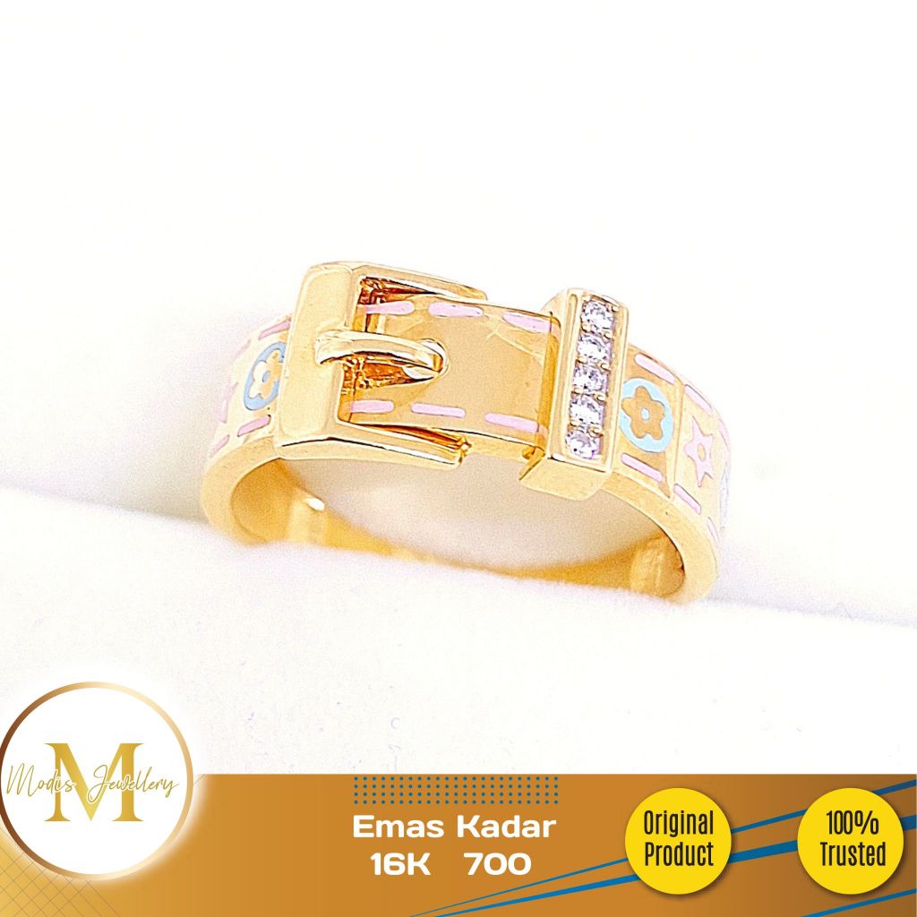 MODIS JEWELLERY - Cincin Gesper Clover Rainbow Kuning - Emas 16k 700
