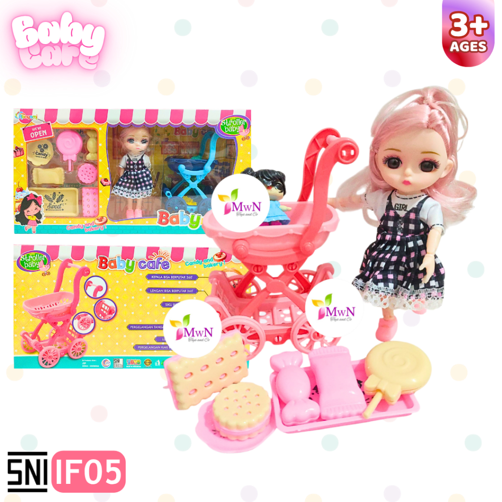 Mwn Mainan Boneka Baby Cafe With Stroller If05