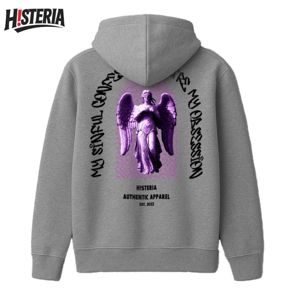 HSteria Hoodie Obsessed Grey Fleece 270gsm Premium Unisex Oversize Streetwear