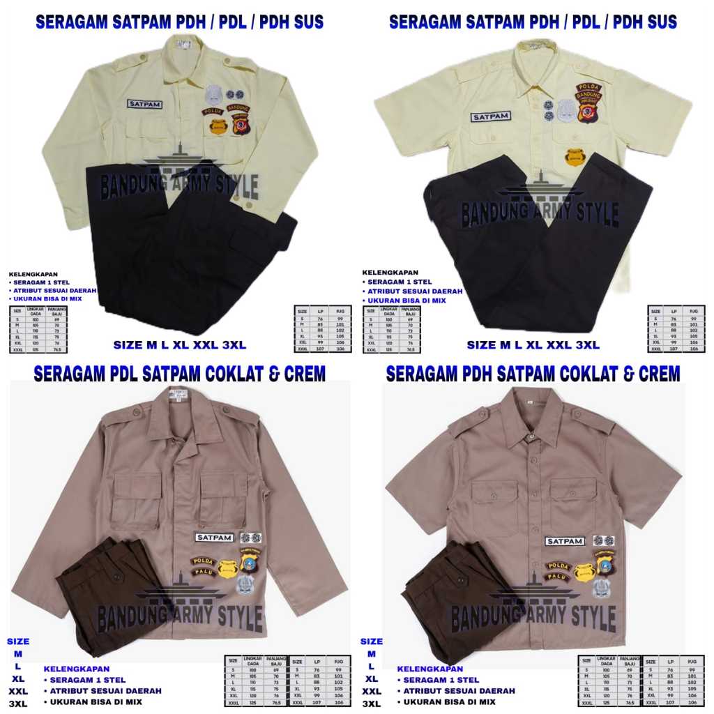 PDH SATPAM / PDL SATPAM / SERAGAM SECURITY KREM / SERAGAM SATPAM / PDH / PDL / SATPAM COKLAT