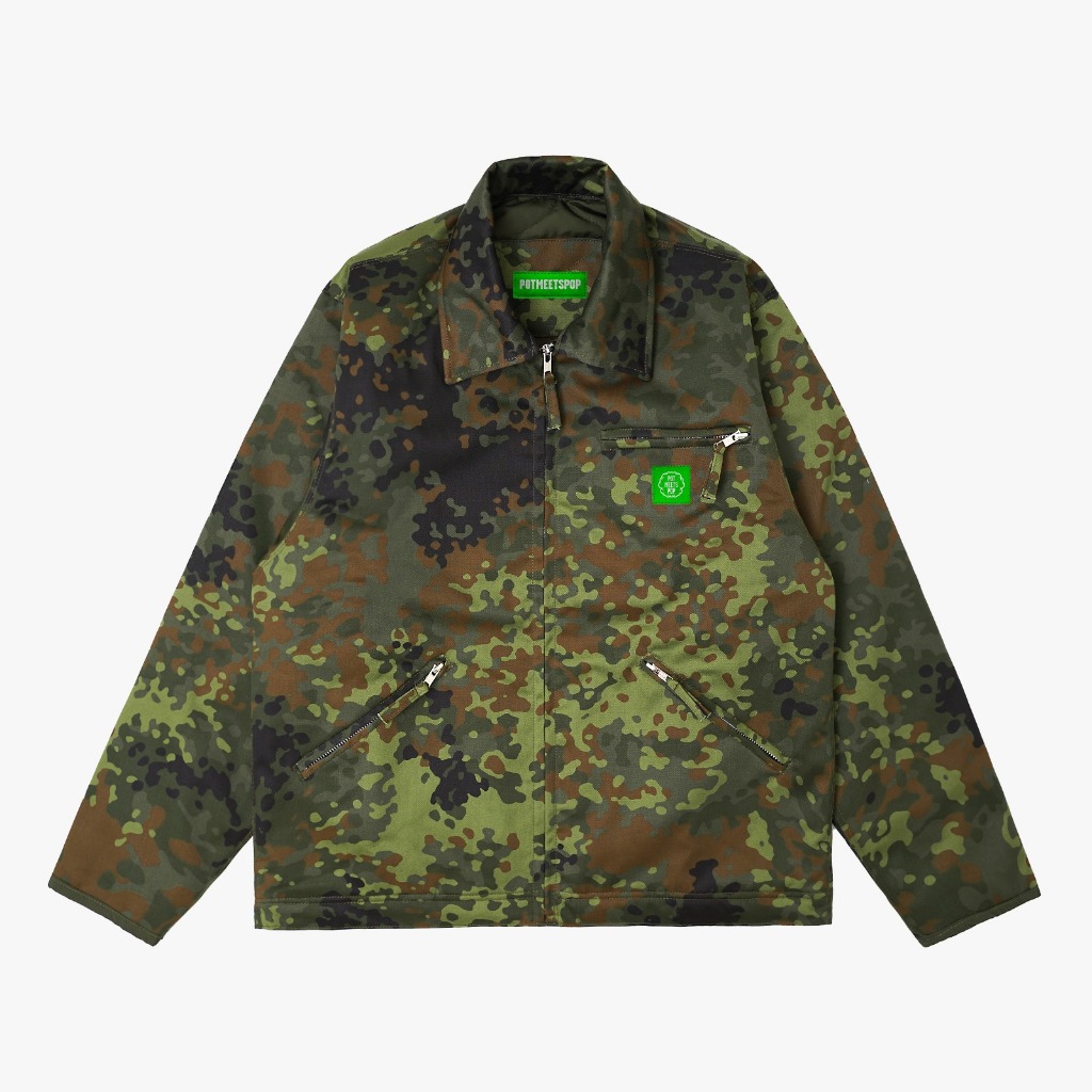 Pot Meets Pop Jaket - Herrer Quilted Lined Flecktarn Camo Fw25 - Work Jacket