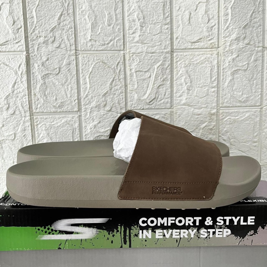 SENDAL SKECHERS SANDAL SLIDE PRIA SKECHERS SANDAL 19 TH HOLE BUNKER SHOT 229206 TAUPE MAN NYAMAN RIN