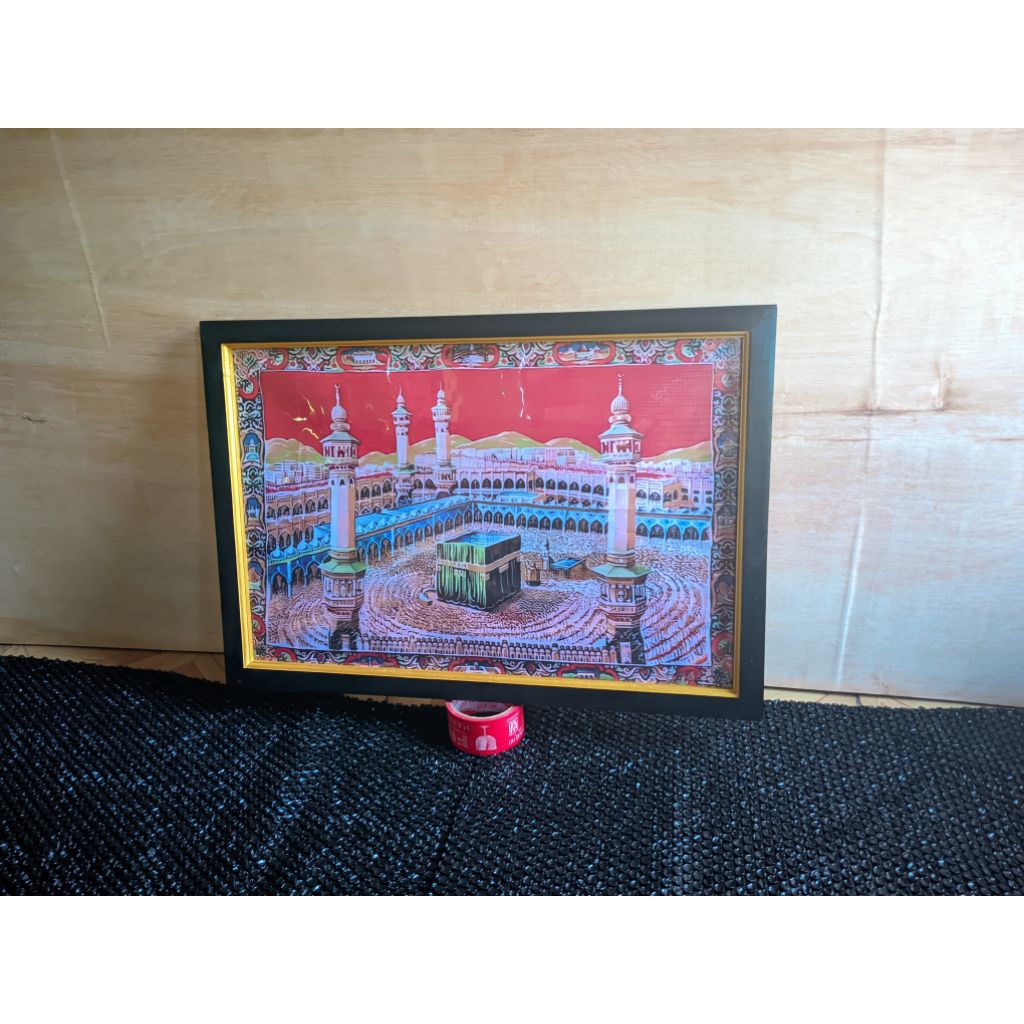 Hiasan dinding lukisan cetak sajadah Ka'bah plus Bingkai ukuran 65cm×45cm