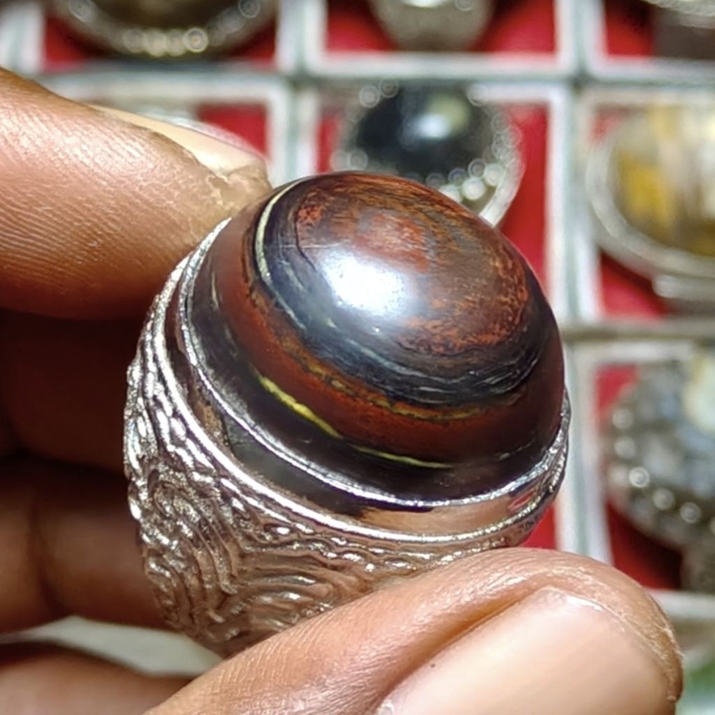 batu akik motif puser bumi badar besi nempel magnet lawasan