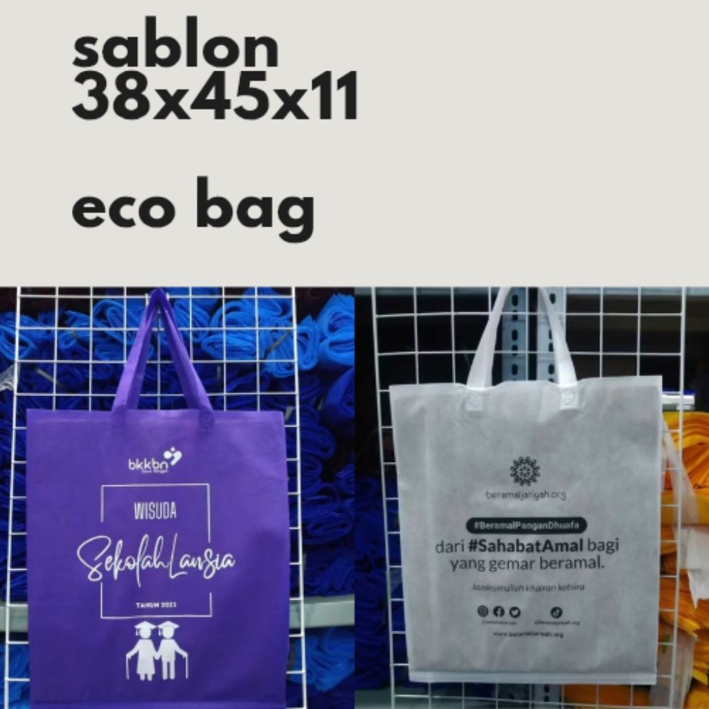 Goodie Bag Sablon Custom/Tas Spunbond Sablon Custom, 38x45x11