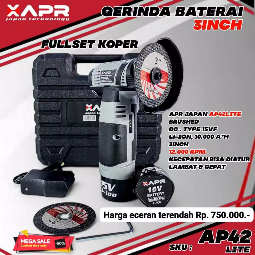 PROMO Gerinda Baterai APR Japan AP42LITE COD || Gerinda Cordless APR Japan AP42LITE Brushless