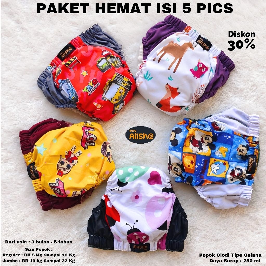 Popok Cuci Ulang, Hemat 5 Biji Popok anak, Popok Bayi, Clodi Termurah, Clodi Baby Alisha