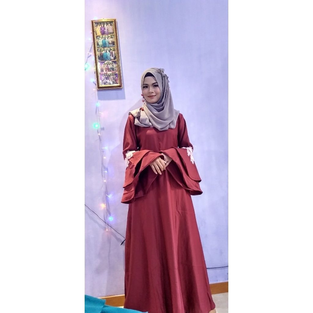 gamis pesta,tangan terompet