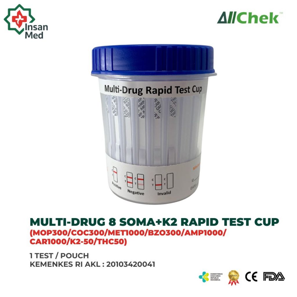 Tes Narkoba 8 Parameter SOMA+K2 Combo Cup Allchek