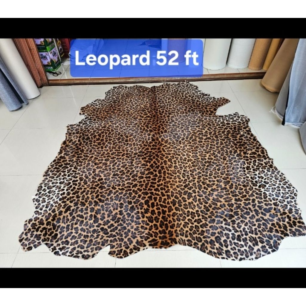 Kulit Sapi Bulu Asli Motif Leopard Untuk Karpet Premium