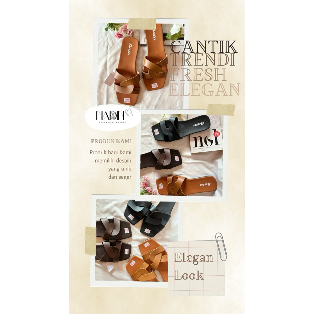 FAVORIT SANDAL SELOP TEPLEK WANITA BATA ELEGAN MODIS ANTI SLIP SANDAL FLAT KEKINIAN CANTIK VIRAL -