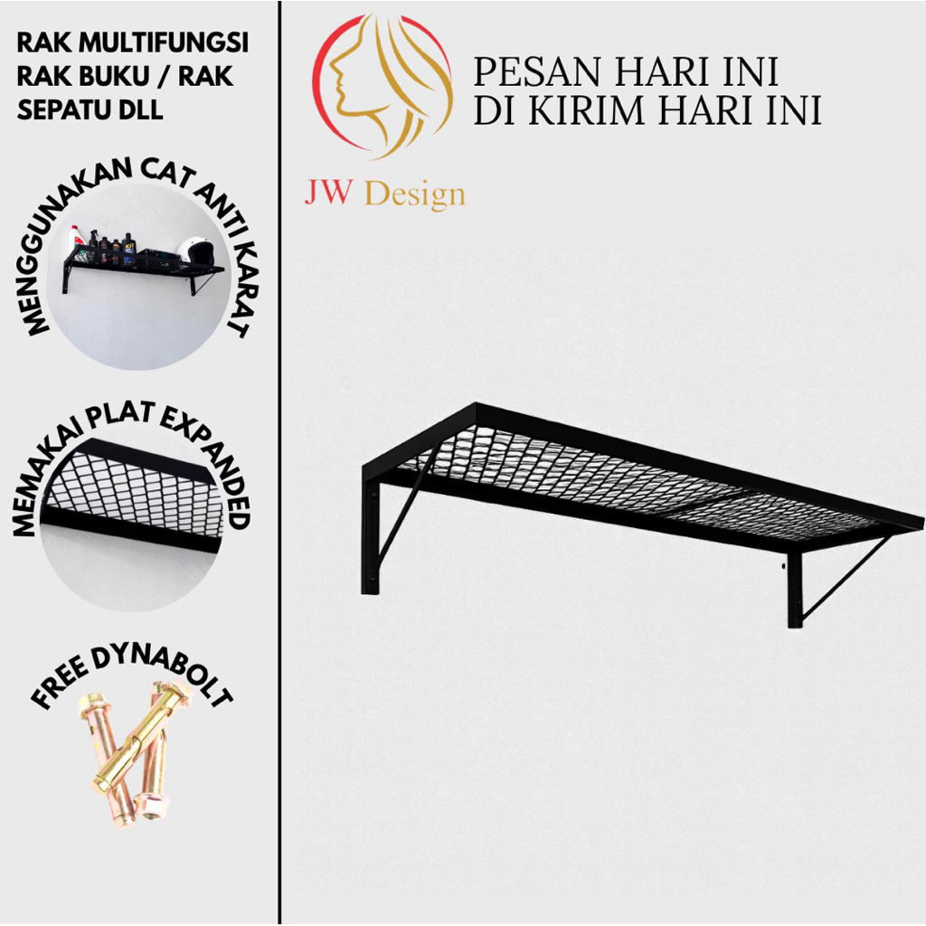 Rak Dinding Multifungsi Besi Kuat – Rak Helm, Rak Buku, Rak Sepatu, Rak Pot Tanaman, Rak Ambalan Pot