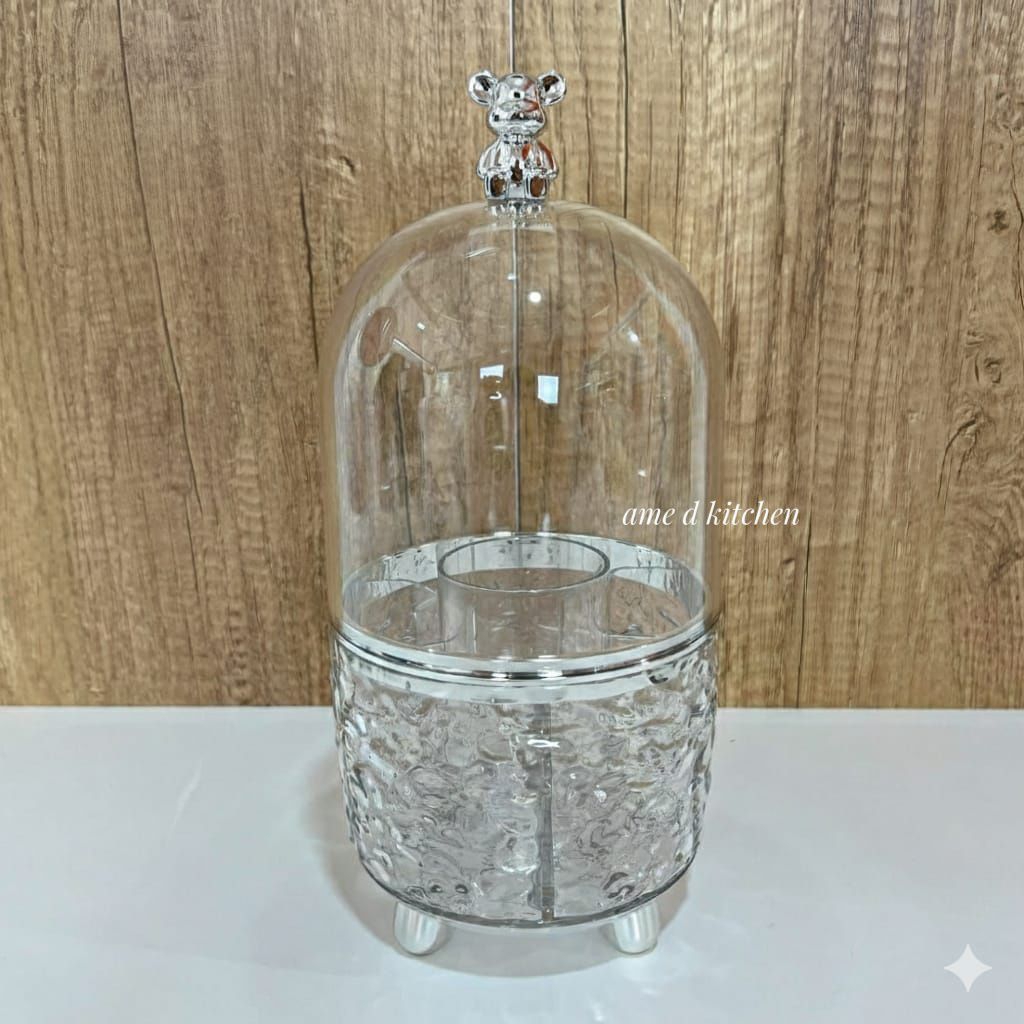 Tempat sendok garpu putar multifungsi tutup bear