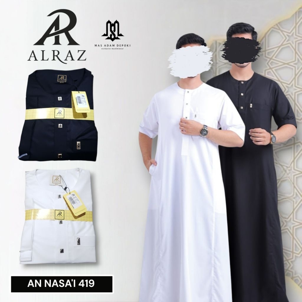 Jubah Al Raz Premium An Nasai Oblong Lengan Pendek