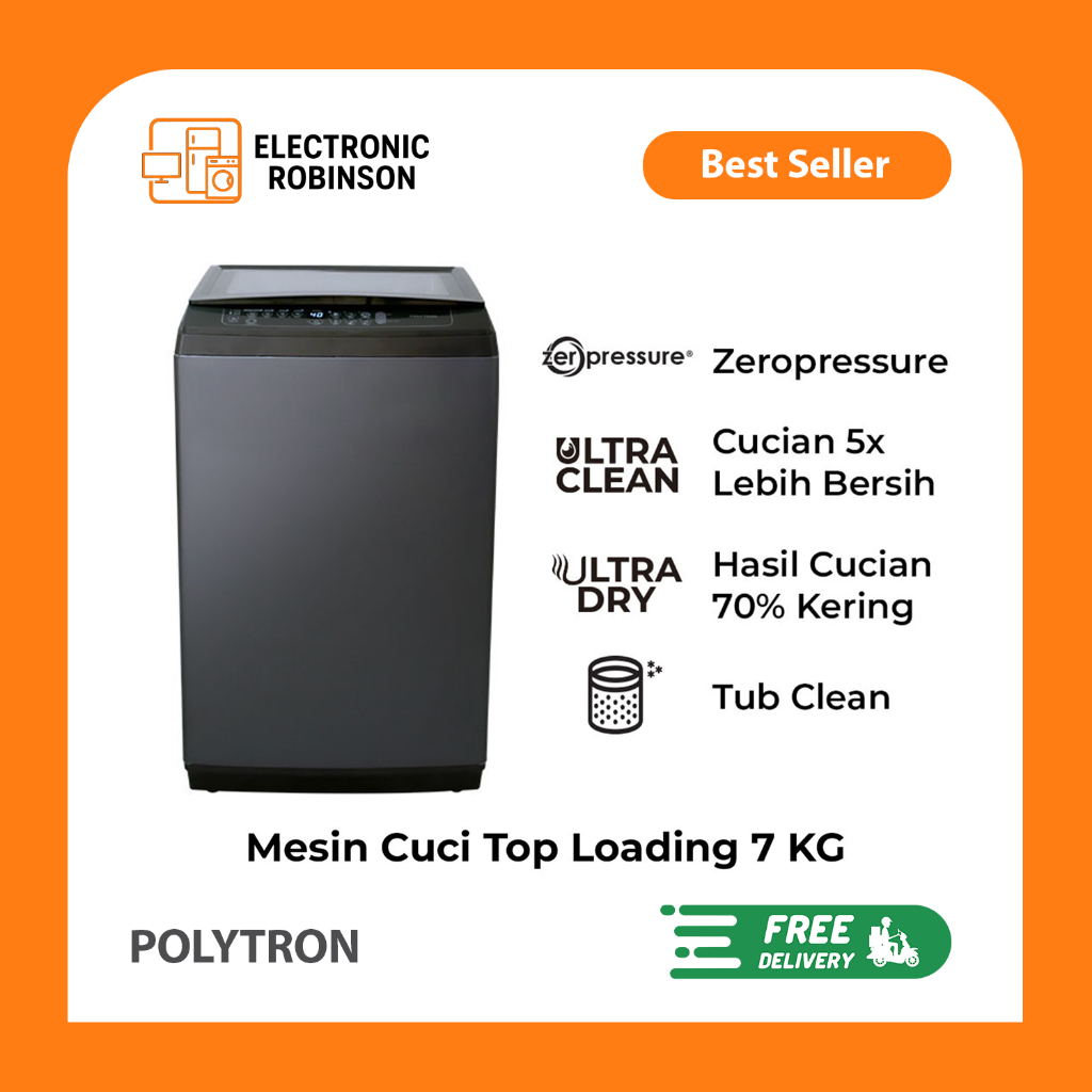 Polytron Mesin Cuci 7KG Zero Pressure Hijab