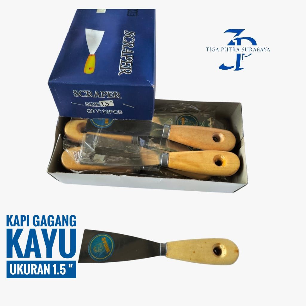 Kapi Cat Gagang KAYU ukuran 1.5" | Scrapper Chrome Kilap Gagang Kayu