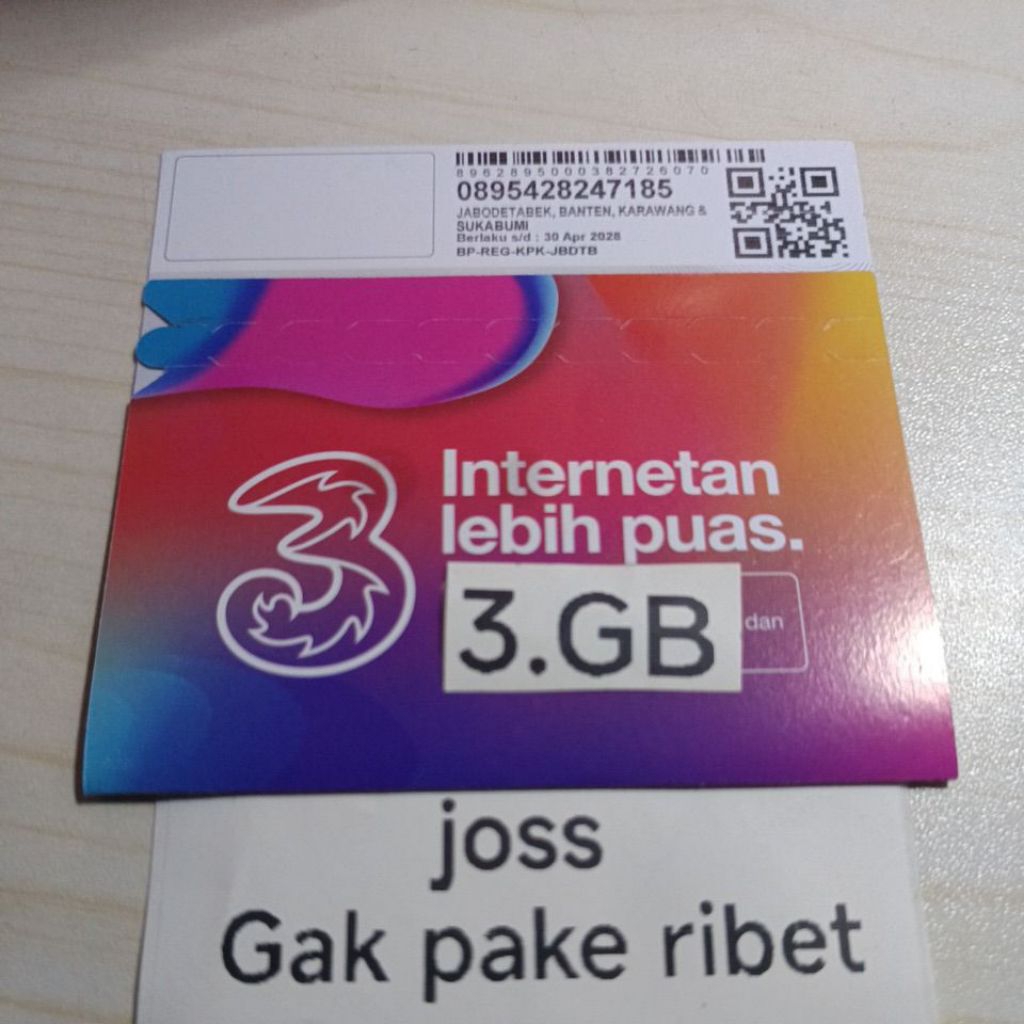 kartu perdana tri isi kuota 3gb