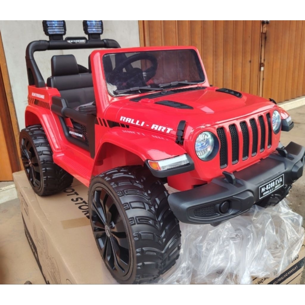 Mobil Aki Mainan Anak PMB 8588 8788B Jeep Rubicon Blobber Ban Besar Dual Aki Dual Dynamo