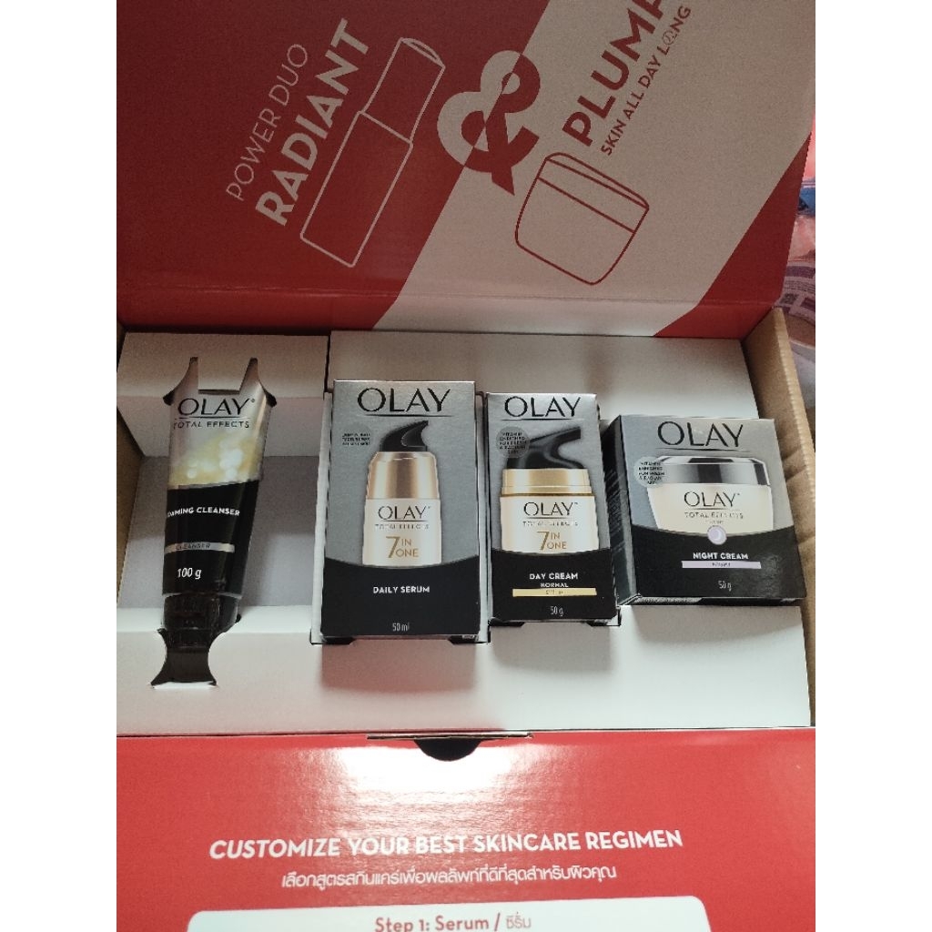 OLAY - Paket Lengkap Anti Aging - ( Sabun muka,Krim pagi, krim malam, Serum)