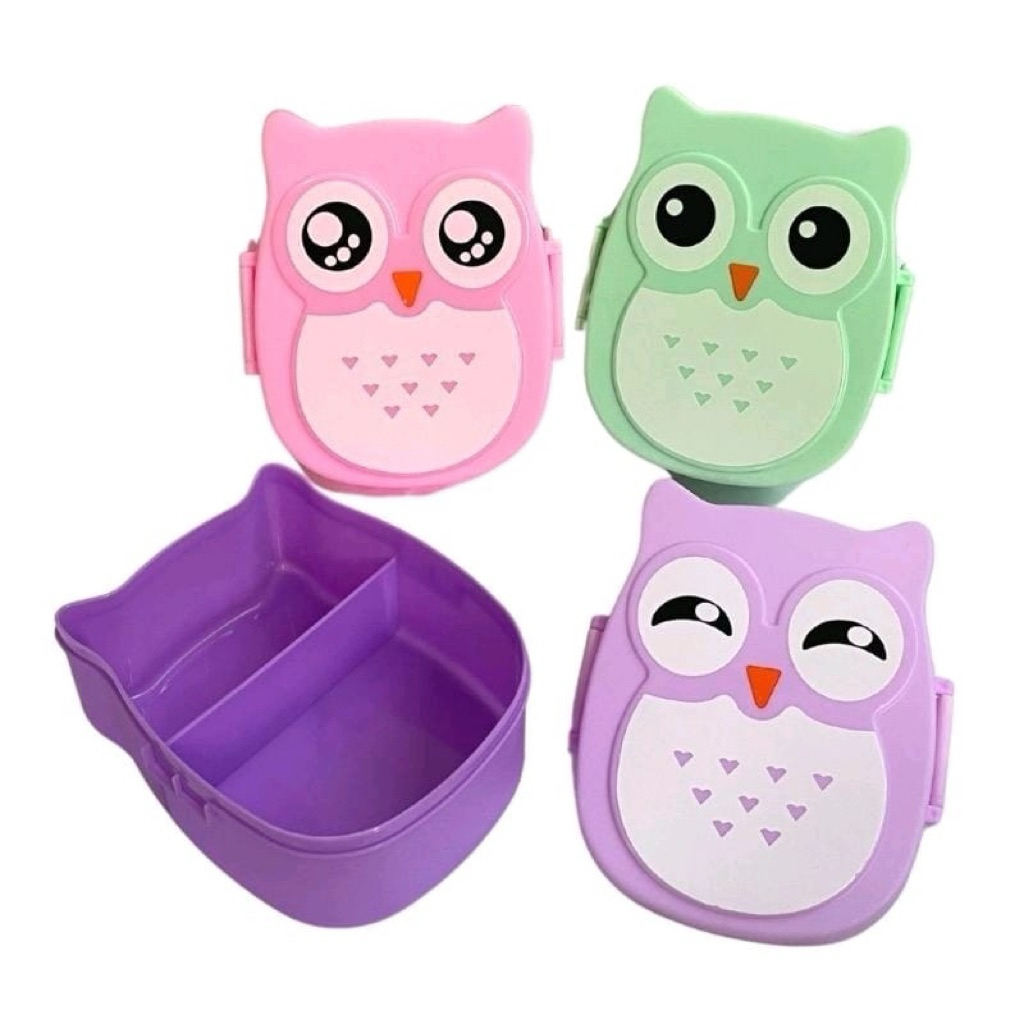 Lunch Box Fukuro OWL BOX / TEMPAT BEKAL ANAK / LUNCH BOX BURUNG HANTU LUCU / KOTAK MAKAN UNIK