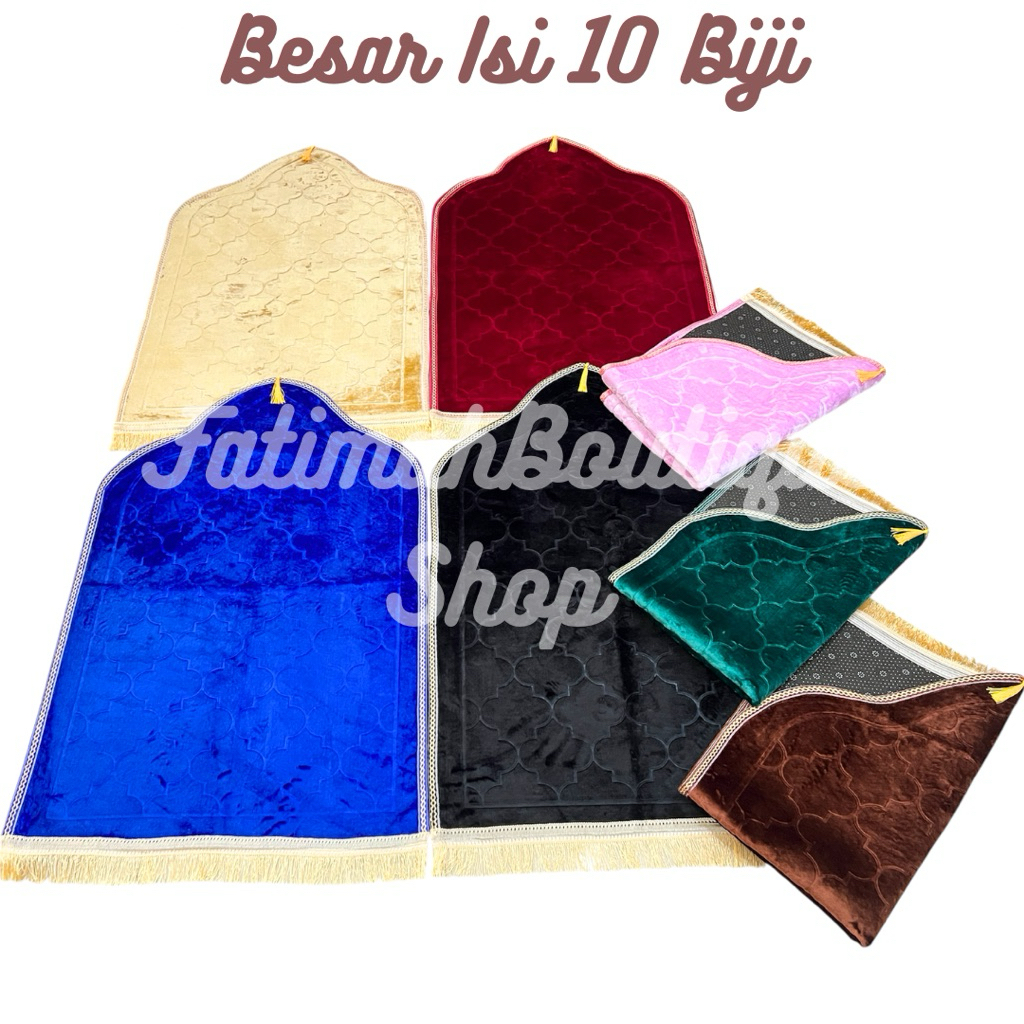 Grosir Isi 10 Biji Sajadah Cutting Kubah Arbain Besar 70 X 110 Cm Per 10 Pcs / 5 Biji Premium Kuncir