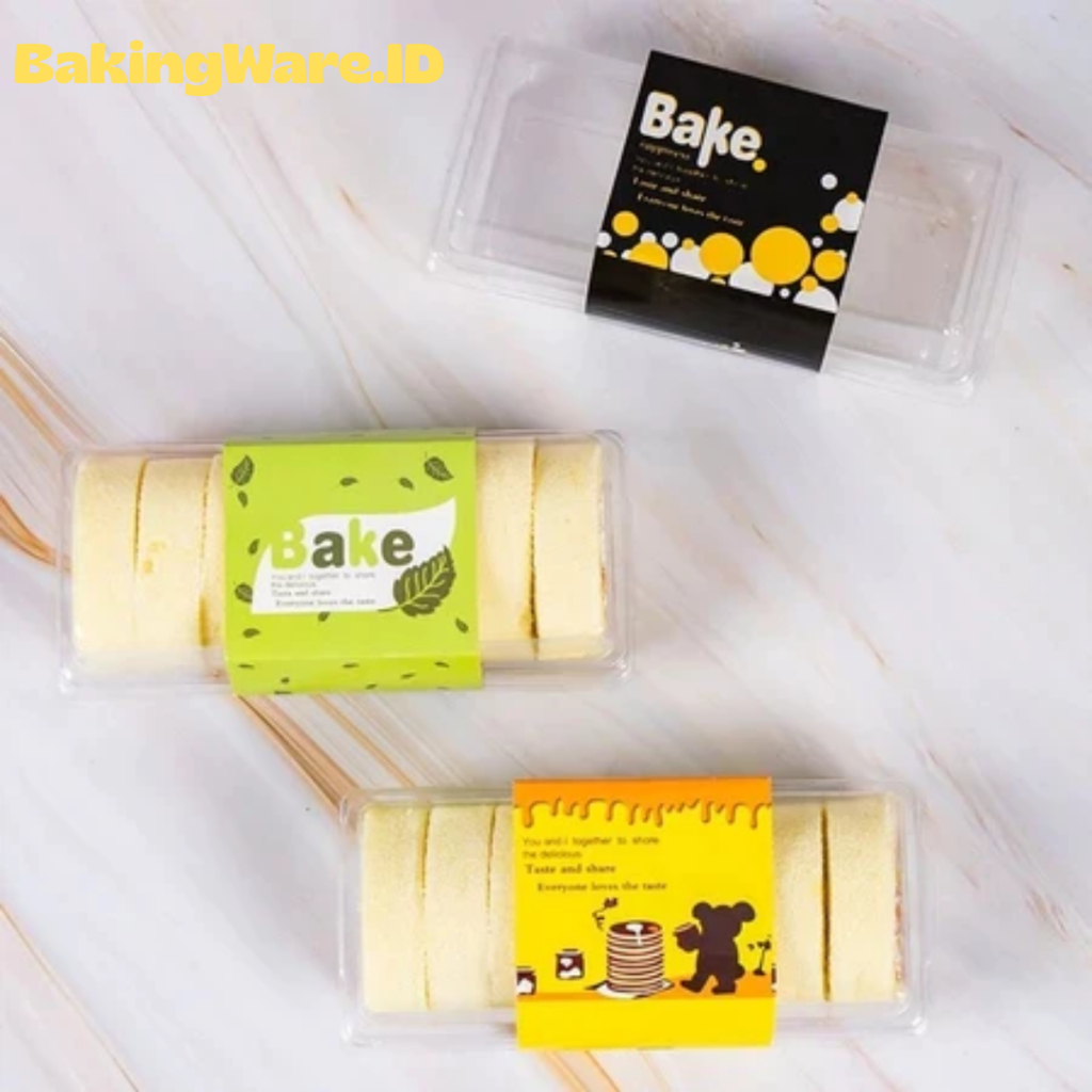 10PCS Tray Mika Kue Panjang Kotak Mika Puding Bolgul Bolu Slice Cake Tray Mochi