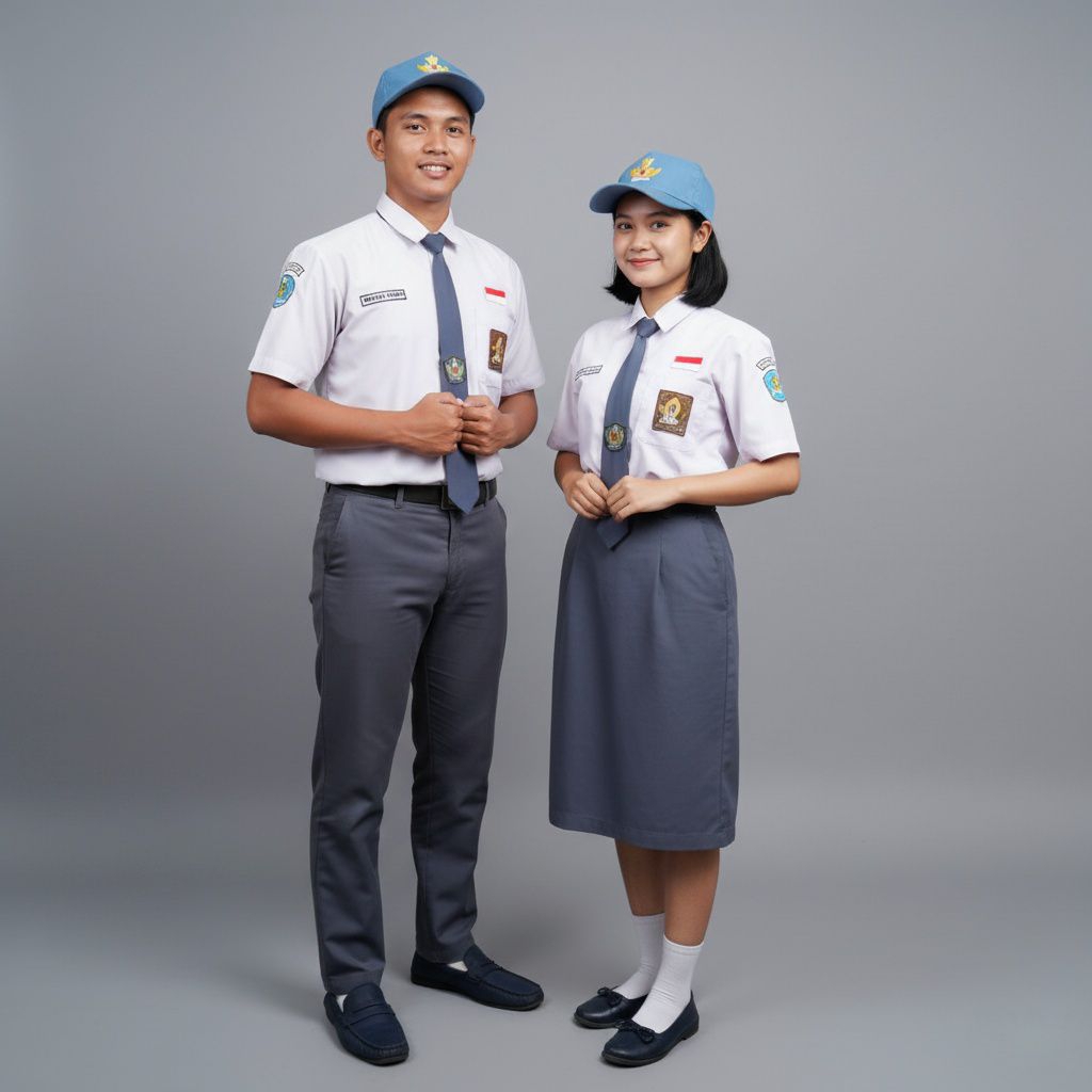 TOPI SMA FULL ABU BORDIR BELAKANG KARET