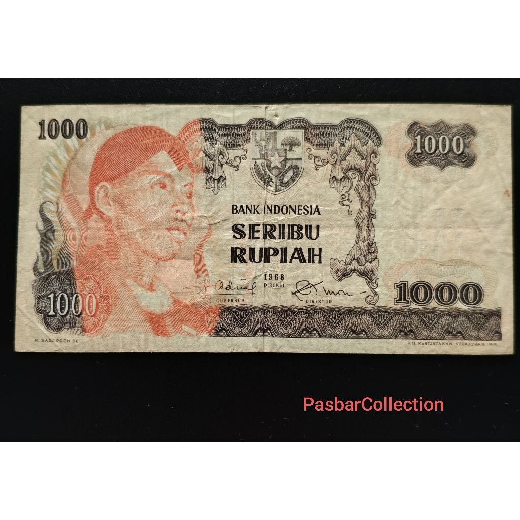 Uang kuno 1000 Rupiah Seri Soedirman tahun 1968