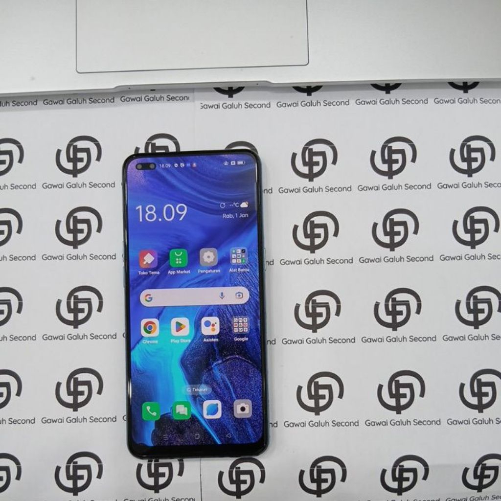 HANDPHONE SECOND OPPO RENO 4 8/128 BLUE ORIGINAL(MINUS PEMAKAIAN)