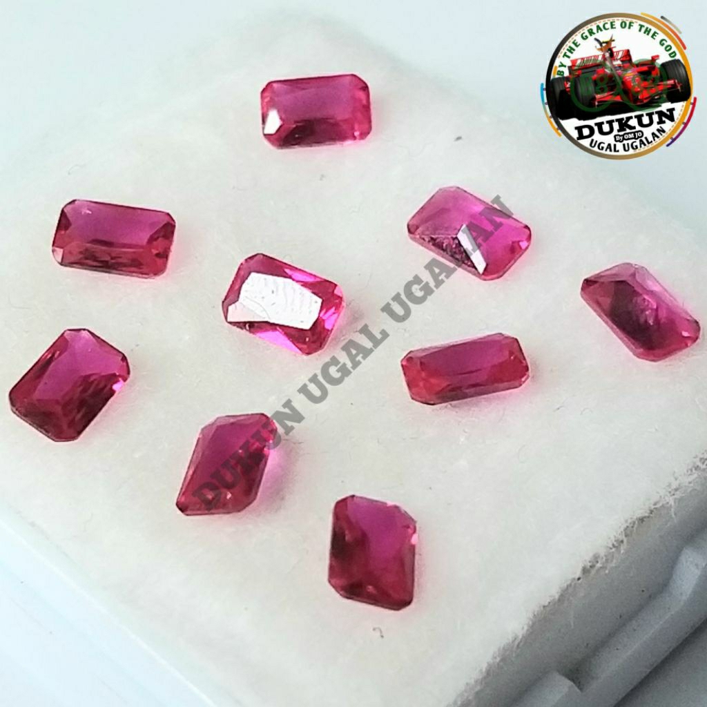 Batu Permata Merah Delima Baby Tetragon Ruby Siam Rose Bangkok 9 Mohz Cutting Kotak Istimewa