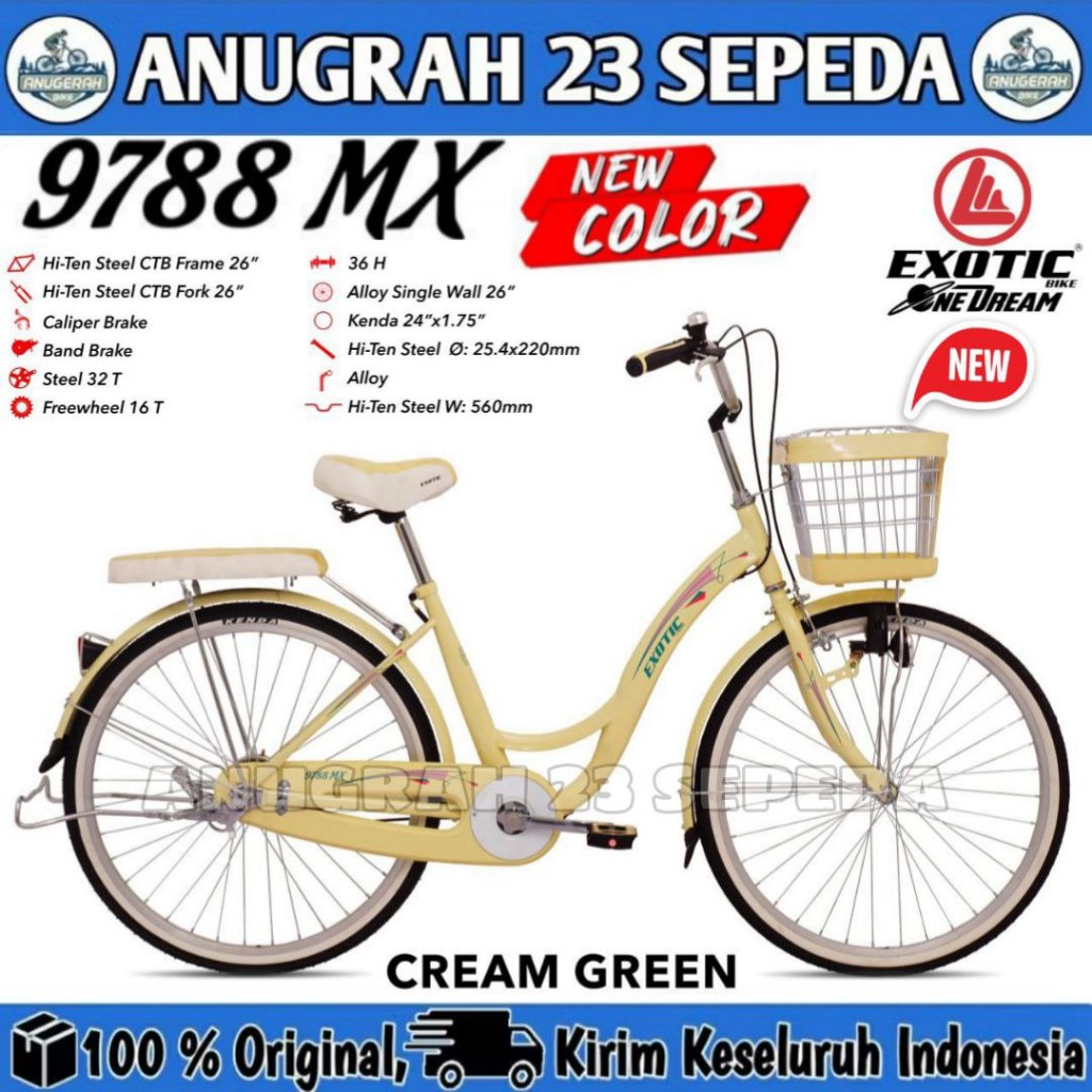 Sepeda Keranjang Remaja Dewasa EXOTIC ET 9788 MX NEW COLOR Ukuran 20,24 & 26 Inch Citybike