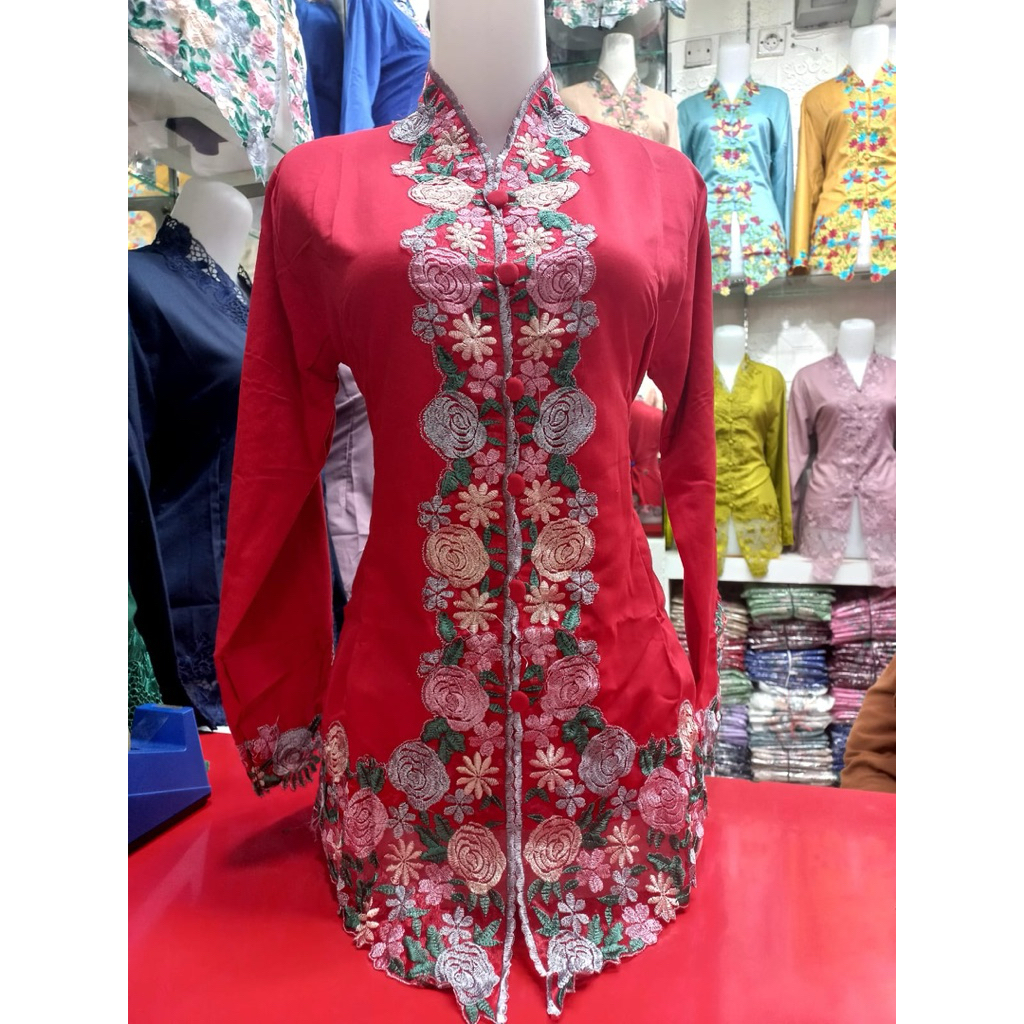 Kebaya Encim Bordir Warna Motif bunga/kebaya encim jakarta/kebaya encim sekolah/kebaya ondel ondel/k