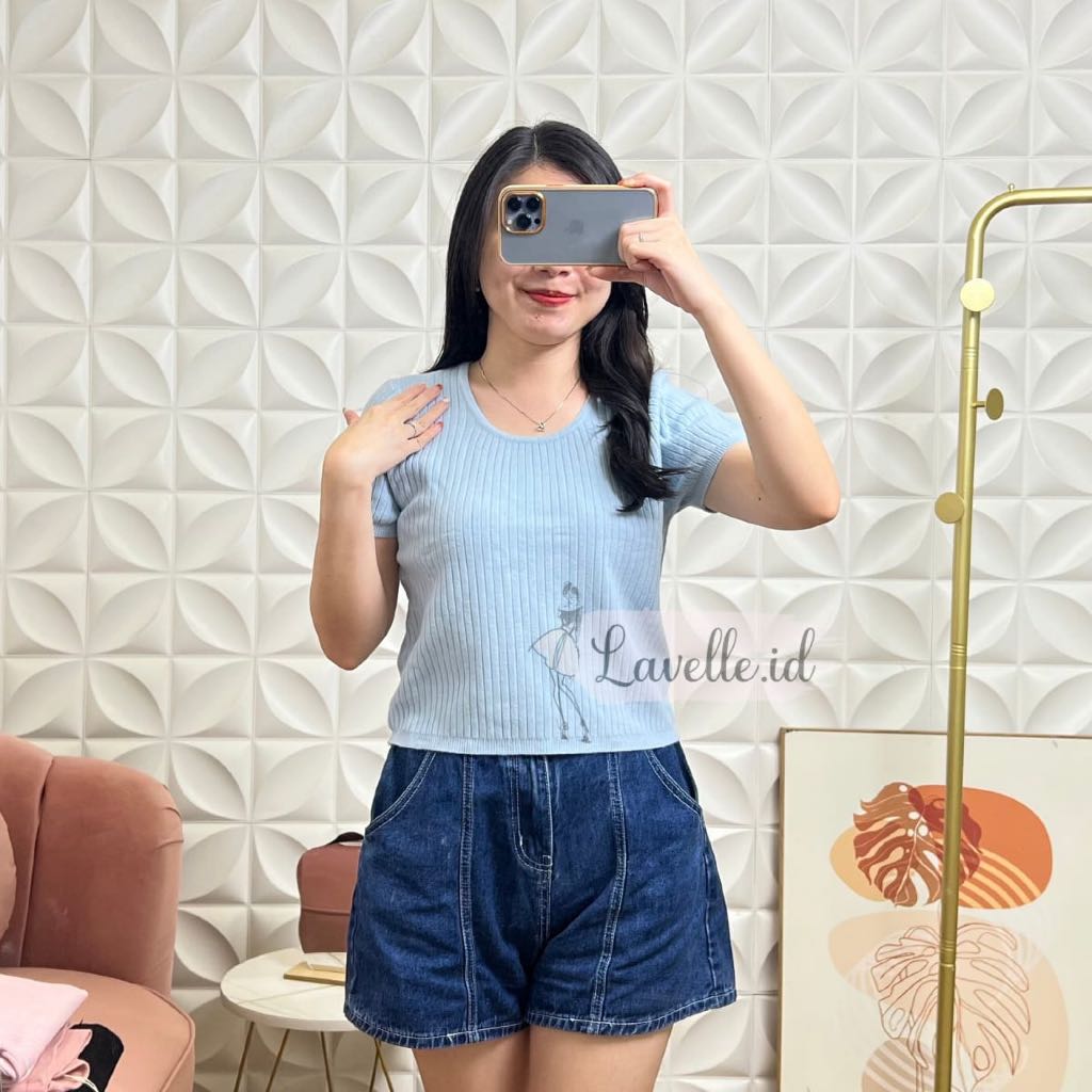 LAVELLE Puffy Top Knitwear OK Lengan Pendek