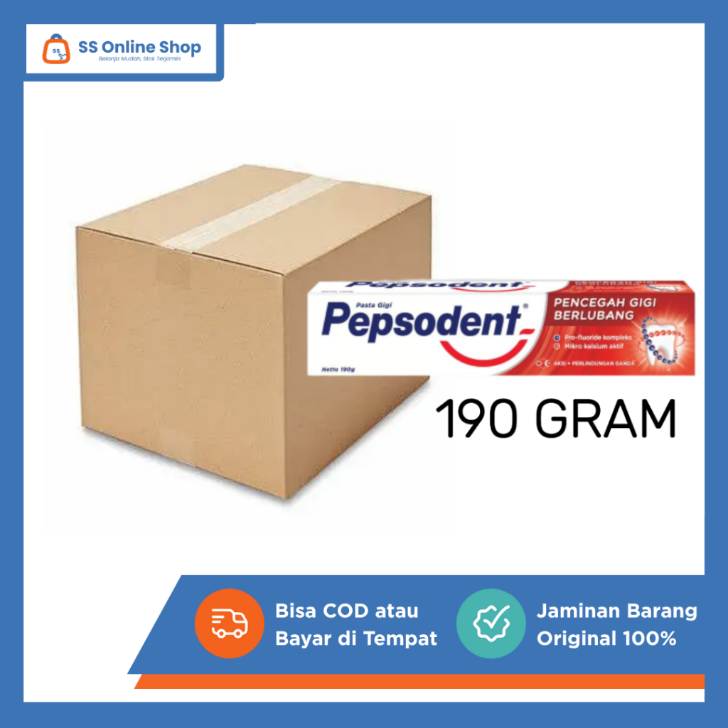 Pepsodent Pasta Gigi 190gr – 1 Dus Isi 4 Pack (Total 48 Pcs), Gigi Bersih & Segar