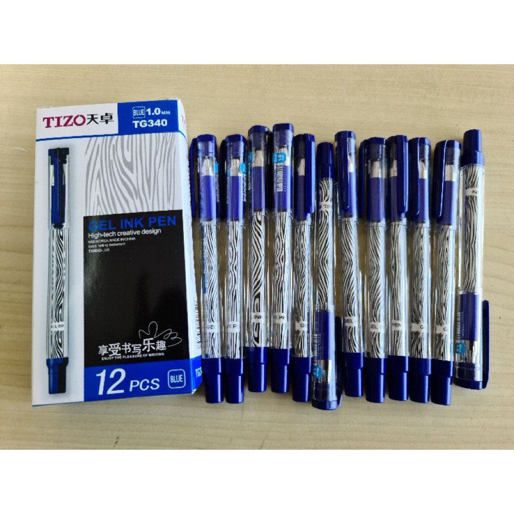 [1 Lusin/ 12 Pcs] Gel Pen Tizo TG 340 1.0mm Pulpen Tizo TG 340 Pulpen Gel Tizo Gel Ink Pen Tizo TG-3